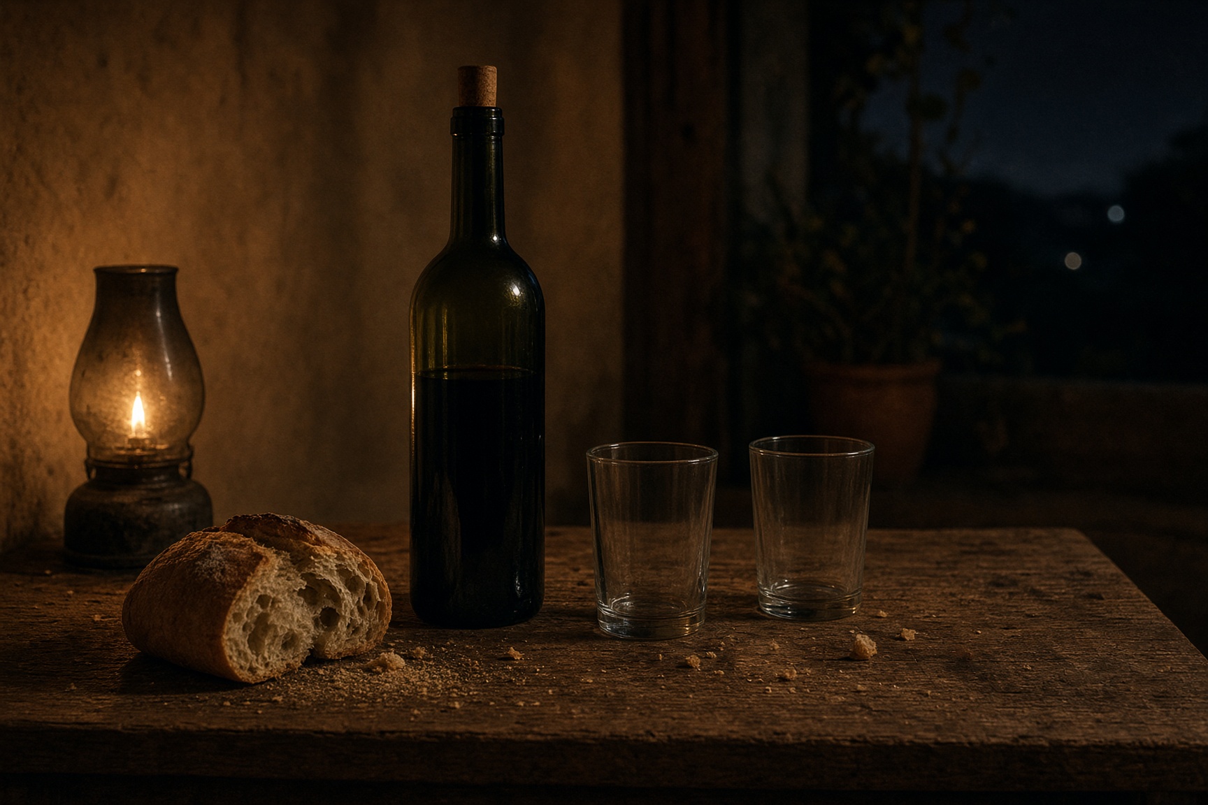 La botella en la mesa, lista